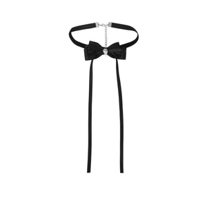 Crystal Tuxedo Bow | Velvet Ribbon Choker